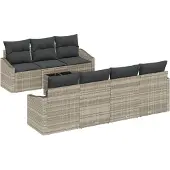 vidaXL Sofa Set 8 stk. Hellgrau [Synthetisch]: Poly Rattan