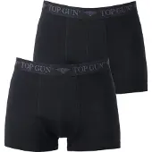 TOP GUN Boxer "Boxershorts Doppelpack TGUW001", Herren, Gr. XXL, schwarz (schwarz, schwarz), Obermaterial: 95% Baumwolle CO. 5% Elasthan EL., Unterhosen Boxer