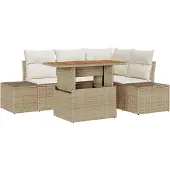 vidaXL Gartensofa-set 5 Stk. Beige und Creme