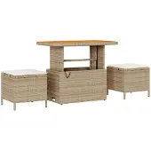 vidaXL Gartensofa-set 12 Stk. 11-Sitzanzahl Beige und Creme