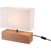 REALITY IMPORT Trio Leuchten - Landhaus I Vintage Ländliche Tischlampe aus Holz mit weißem Schirm – Valesca I Wohnzimmer I Schlafzimmer - Länglich - LED geeignet E27