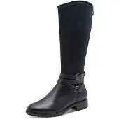 Tamaris Stiefel , Damen, Gr. 37, Synthetik Textil, Normalschaft, navy, Leder, Lederimitat, Textil, Veloursleder, unifarben, Schuhe Stiefel, Blockabsatz, Langschaftstiefel mit Touch it-Ausstattung
