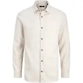 Jack & Jones Langarmhemd "JPRBLAPARKER MELANGE L/S SHIRT BF", Herren, Gr. XS, N-Gr, beige (silber gray), Web, Obermaterial: 58% Lyocell, 42% Baumwolle, unifarben, regular fit, Hemden Langarmhemd