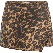 ONLY Hosenrock "ONLMIST-ASK MW FAUX SUEDE LEO SKORT PNT", Damen, Gr. S (36), braun (toasted coconut aop:schwarz leo), Web, Obermaterial: 95% Polyester, 5% Elasthan, bedruckt, kurz, Röcke Hosenrock