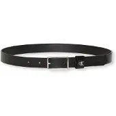 Calvin Klein Ledergürtel JEANS "SQUARE BUCKLE CK LOOP 25MM", Damen, Gr. 100, schwarz (schwarz, shiny nickel), Rindsleder, unifarben, Gürtel Ledergürtel, Größenverstellbar