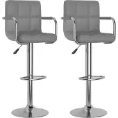 vidaXL Barhocker 2 Stk. Grau Kunstleder