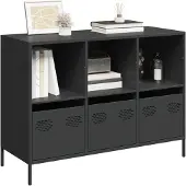 vidaXL Sideboard Schwarz 101,5x39x73,5 cm Kaltgewalzter Stahl