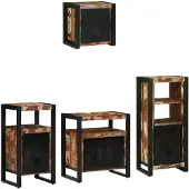 vidaXL Badezimmermöbel-Set 4 stk. Mehrfarbig und Schwarz