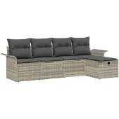 vidaXL Gartensofa-set 5 stk. Hellgrau Poly-Rattan