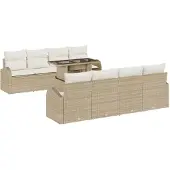 vidaXL Gartensofa-set 9 stk. Beige Poly-Rattan