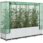 vidaXL Hochbeet mit Gewächshaus-Aufsatz Rattan-Optik 160x40x138 cm