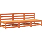 Syfax Gartensofas ohne Armlehnen 3 Stk. Wachsbraun Massivholz Kiefer