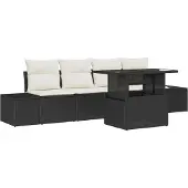 vidaXL Garten-Sofa-Set 5 stk. Schwarz und Creme