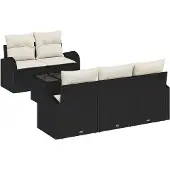 vidaXL Gartensofa-set 6 stk. Schwarz Poly-Rattan