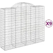 vidaXL Gabionen mit Hochbogen 9 Stk. 200x50x160/180cm Verzinktes Eisen