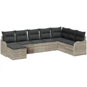 vidaXL Gartensofa-set 8 stk. Hellgrau Poly-Rattan