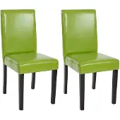 Mendler 2er-Set Esszimmerstuhl Stuhl Küchenstuhl Littau Kunstleder, grün, dunkle Beine