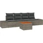 vidaXL Gartensofa-set 5 stk. Grau Poly-Rattan