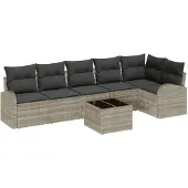 vidaXL Gartensofa-set Hellgrau Poly-Rattan