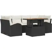 vidaXL Garten-Sofa-Set 7 stk. Schwarz und Creme