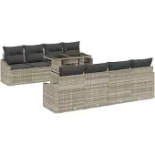 vidaXL Gartensofa-set 7 stk. Hellgrau Poly-Rattan