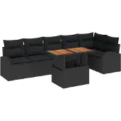 vidaXL Garten-Sofa-Set 7 stk. Schwarz