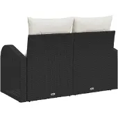 vidaXL Gartensofa mit Kissen Schwarz 124 x 62 x 69cm Poly-Rattan