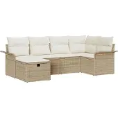 vidaXL Gartensofa-set 6 stk. Beige und Creme Poly-Rattan