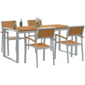 vidaXL Garten Essgruppe 5 stk. Grau Massivholz Akazie