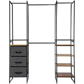 5five Simply Smart Modularer Kleiderschrank aus Metall, MDF-Platte schwarz 198cm x 180cm x 46,5cm