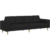 vidaXL Wohnzimmer Couch Schwarz 250 x 77 x 76 cm Polyester