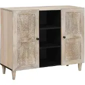 vidaXL Sideboard Bleached White 90 x 33 x 75 cm Massivholz Mango