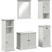 vidaXL Badezimmermöbel-Set VIGO 5 Stk. Antik Weiß Massives Kiefernholz