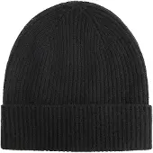 Zwillingsherz Beanie , Damen, schwarz, Strick, Obermaterial: 100% Kaschmir, unifarben, Mützen Beanie, Feinripp, breiter Umschlag, Wolle