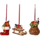 Villeroy & Boch Weihnachtsfigur "Ornamente Geschenke Nostalgic Ornaments 3er Set bunt", bunt, B:2cm H:2cm T:2cm, Dekofiguren, Weihnachtsfigur