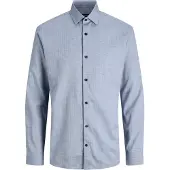 Jack & Jones Langarmhemd "JPRBLAPARKER MELANGE L/S SHIRT BF", Herren, Gr. M, N-Gr, blau (navy blazer), Web, Obermaterial: 58% Lyocell, 42% Baumwolle, unifarben, regular fit, Hemden Langarmhemd