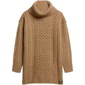 Superdry für Damen. W8011743A Braunes geflochtenes Strickkleid (L), Lässig, Acryl, Langarm