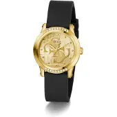 GUESS 1100000002199 "ANNETTE", gold (schwarz, champagnerfarben), Armbanduhren, Damen, 1100000002199, Armbanduhr, Damenuhr, Silikonarmband
