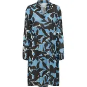 Kaffe Midikleid "Damen Kleid KAlisette", Damen, Gr. 44, N-Gr, blau (windward blau, schwarz flower), Obermaterial: 100% Viskose LENZING ECOVERO CV LenzEcov., Kleider Midikleid