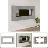 The Living Store 8-tlg. TV-Schrank-Set Betongrau Holzwerkstoff