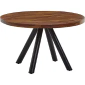 FineBuy Couchtisch Sheesham Massivholz rund Ø60 cm · Wohnzimmertisch mit stabilen Metallbeinen · Massivholztisch im modernen Industrial Design
