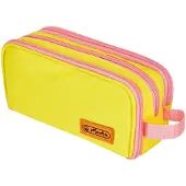 Herlitz Neon, Weiches Federmäppchen, Polyester, Pink, Gelb, Einfarbig, Reißverschluss, Pubertät