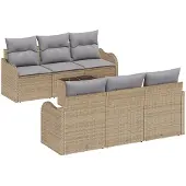 vidaXL Gartensofa-set Beige 55 x 55 x 37 cm Poly-Rattan