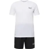 EA7 für Herren. 8NPV03_PNDDZ Dynamic Athlete T-Shirt und Hosen-Set weiß, schwarz (S), Sportlich, Tennis/Padel, Multisport, Polyester, Kurzar