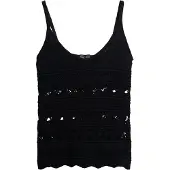 Superdry für Damen. W6012031A Schwarzes Häkeltop (S), Lässig, Baumwolle, Ärmellos / Hosenträger