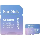 SanDisk Creator, 512 GB, MicroSDXC, Klasse 10, UHS-I, 190 MB/s, 130 MB/s