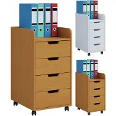 Ebuy24 Rollcontainer | Beistellcontainer mit 4 Schubladen | Maße ca. H. 65 x B. 33 x T. 40 cm | 4 leichtgängige Schubladen | Bürocontainer - Konal Mini