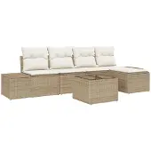 vidaXL Garten-Sofa-Set 5 stk. Beige und Creme Poly-Rattan