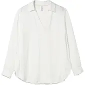 Sheego Longbluse , Damen, Gr. 44, beige (ecru), 100% Viskose, unifarben, V-Ausschnitt, Blusen Longbluse