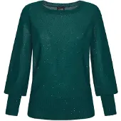 Goldner Eleganter glitzernder U-Boot-Pullover in smaragd | Gr.: 44